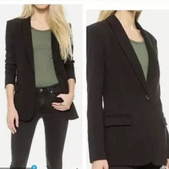 NORMA KAMALI Blazer Black Boyfriend Cut Jacket - Size Small - Picture 2 of 7